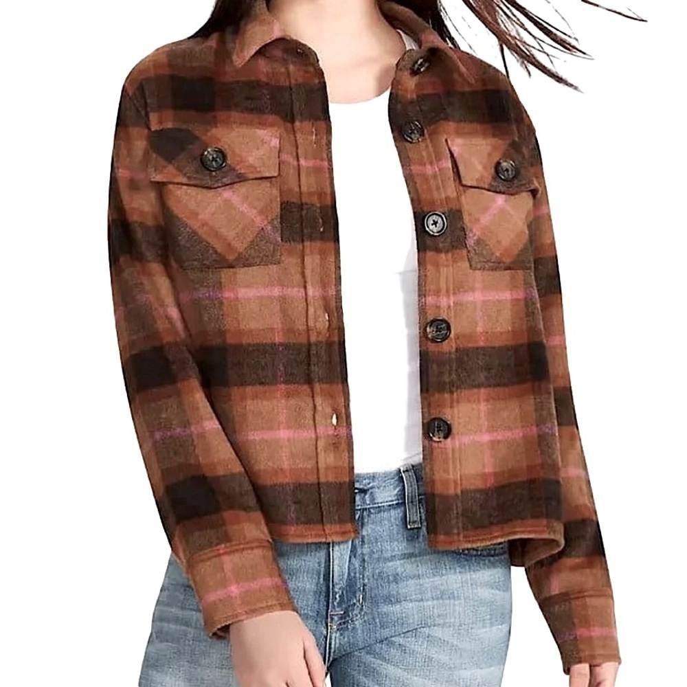 BB Dakota by Steve Madden Brown Plaid Shacket, M